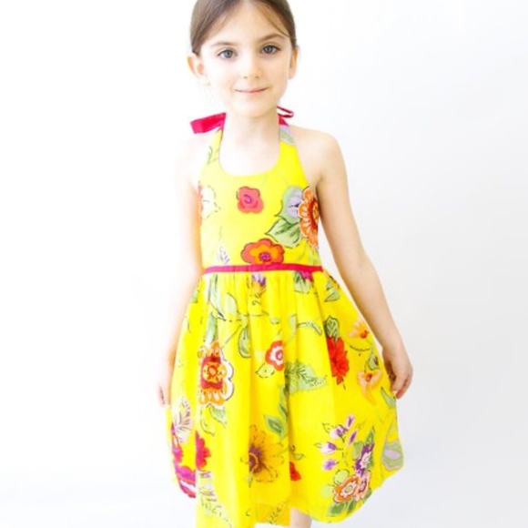 Sophie Catalou Atelier size 7-8 Yellow Halter floral dress - Picture 1 of 4